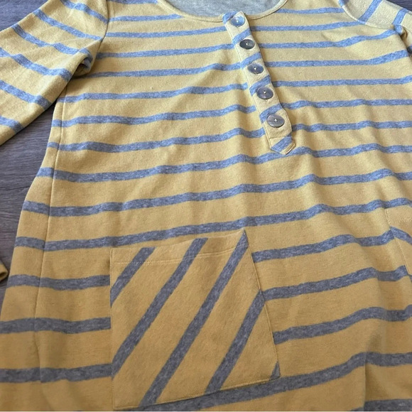 Soft Surroundings Striped Blouse Yellow and Gray Button Down Dramatic Spring - Picture 4 of 7